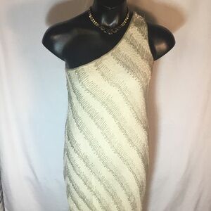 Stenay One-Shoulder Cream and Silver Dress